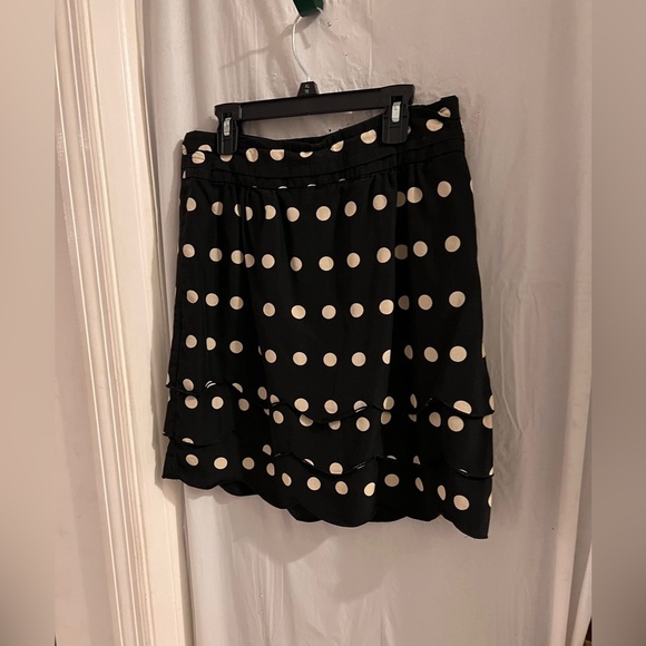 Anthropologie floreat black cream silk blend mini skirt size 4 - Picture 1 of 7